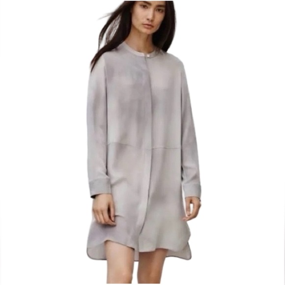 Wilfred (Aritzia) Bossut Shirt Dress โข 100% Silk โข Size XS - Gray - Picture 3 of 16